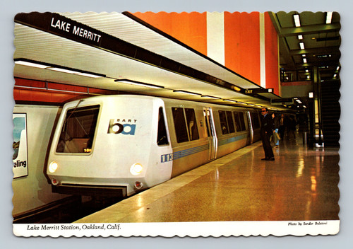 Lake Merritt BART rapid transit station postcard Oakland California 1976