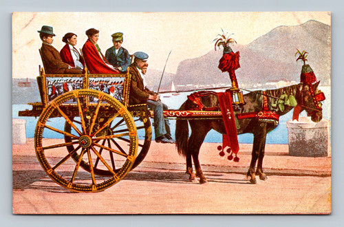 Carro Siciliano scene postcard from Milano-Roma, Italy by A. Porocchi