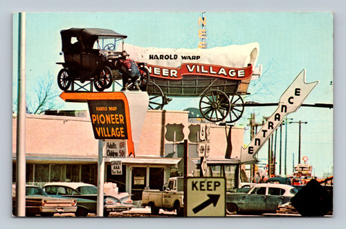 Elmer at the entrance to Harold Warp Pioneer Village in Minden Nebraska