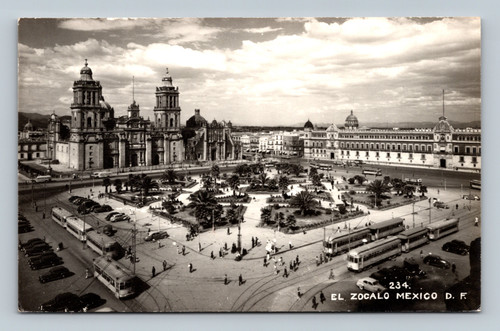 View of El Zocalo Mexico City historic plaza scene