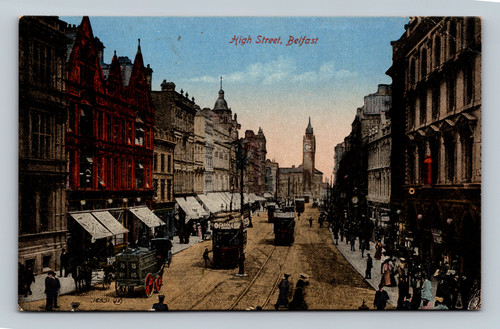 High Street Belfast Scotland vintage postcard by Valentine Dublin