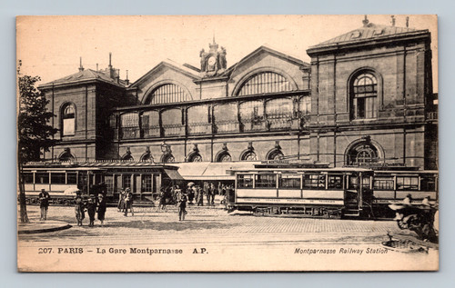 Montparnasse Railway Station Paris La Gare Montparnasse France vintage postcard