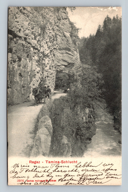 Tamina Gorge near Ragaz Switzerland vintage postcard by EDITION PHOTOGLOS