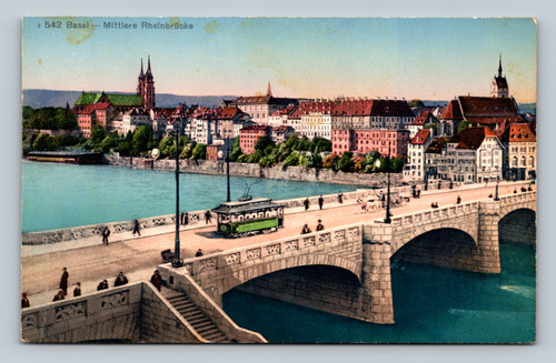 Mittlere Rheinbrücke bridge in Basel Switzerland postcard