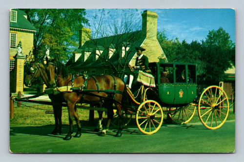 Reconstructed eighteenth century carriages touring restored Williamsburg Virginia