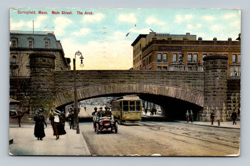 Main Street with The Arch and Cooley's Hotel in Springfield, Massachusetts postcard