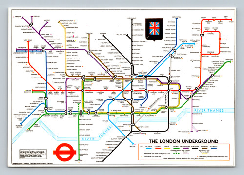 London Underground stations and travel information map postcard by FISA