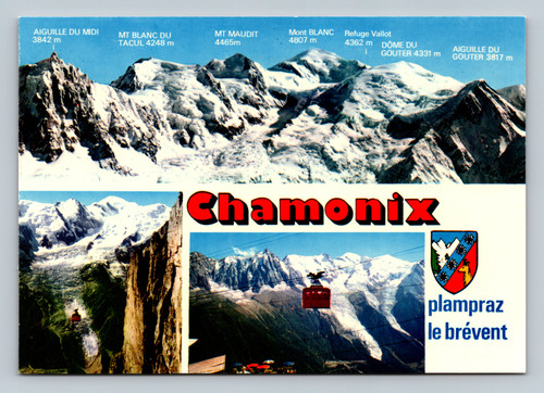 Panoramic view of Mont Blanc massif with Chamonix and surrounding peaks