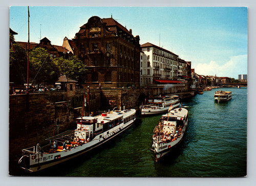 Passenger boats of the Basler Personenschiffahrts-Gesellschaft AG at the Basel landing stage