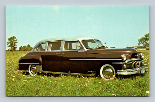 1950 De Soto Custom 9 Passenger car with maroon lacquer and silver-grey top in New Mexico