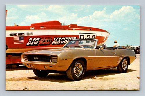 1969 Camaro Rally Sport Convertible car postcard by Roaring 20 Autos