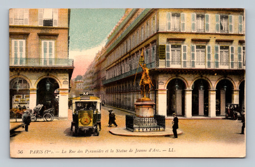 La Rue des Pyramides and Jeanne d'Arc Statue in Paris France postcard