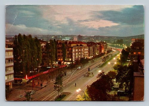 Atatürk's Boulevard at night in Yeni?ehir Ankara Turkey postcard