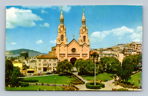 SS. Peter and Paul's Church with twin spires opposite Washington Square at Columbus and Filbert, San Francisco