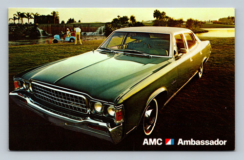 Ambassador AMC car vintage postcard published by AMC