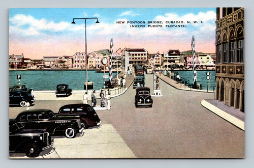New pontoon bridge in Curacao Netherlands West Indies postcard by C. A. Justiana