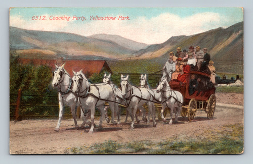 Coaching Party in Yellowstone Park postcard by The Acmegraph Co.