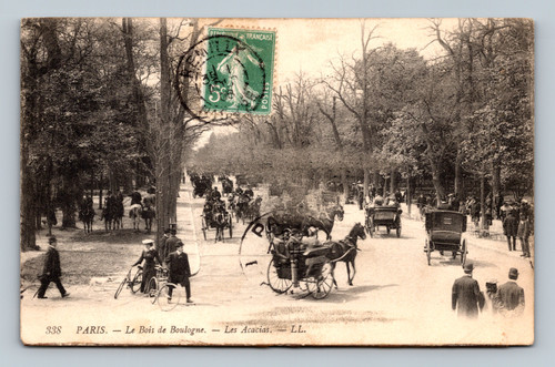 Le Bois de Boulogne Les Acacias Paris vintage postcard