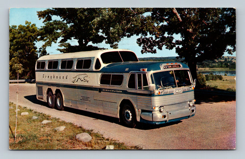 Greyhound Scenicruiser bus postcard New York City 1963