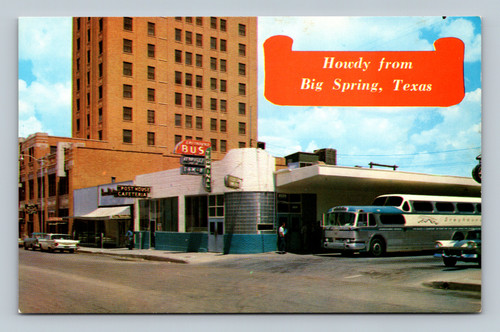 Greyhound Bus Station and Post House Cafeteria with Hotel Settles in Big Spring Texas
