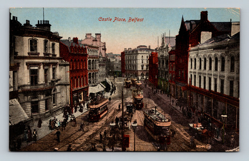 Vintage postcard of Castle Place street scene in Belfast by Valentine