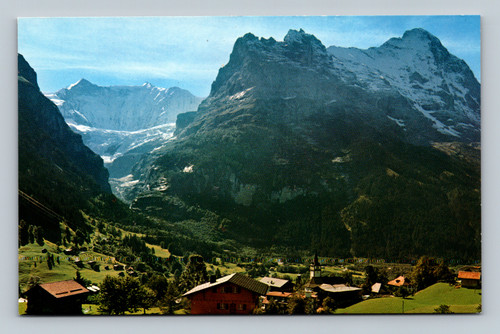 Fiescherhörner and Eiger mountains in Grindelwald, Switzerland postcard