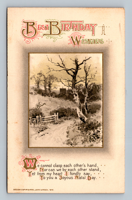 Holiday greeting postcard with sentimental poem from Belvedere Germany