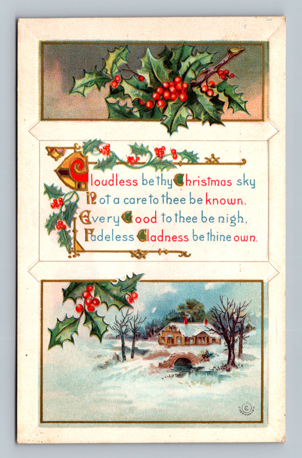 Festive Christmas greeting postcard with holiday text