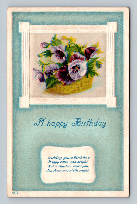 Birthday greeting postcard with poem from Wataga, United States