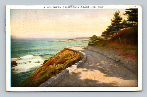 Southern California Coast Highway scenic view postcard 1926