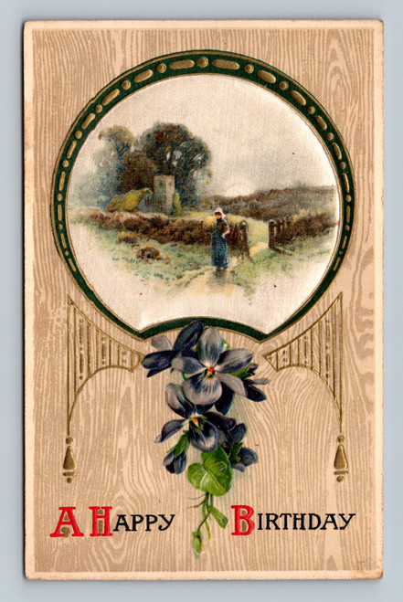 Birthday greeting postcard printed in Germany