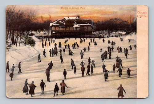 Skating in Lincoln Park Chicago Winter postcard by Koelling & Klappenbach