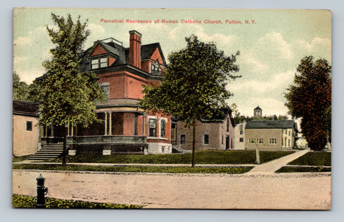 Parochial Residence of Roman Catholic Church in Fulton NY postcard