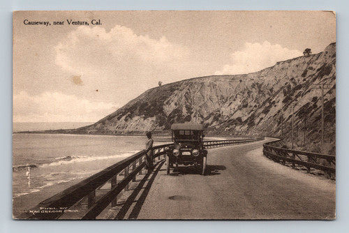 Causeway near Ventura California vintage postcard by Mac Gregor Bros