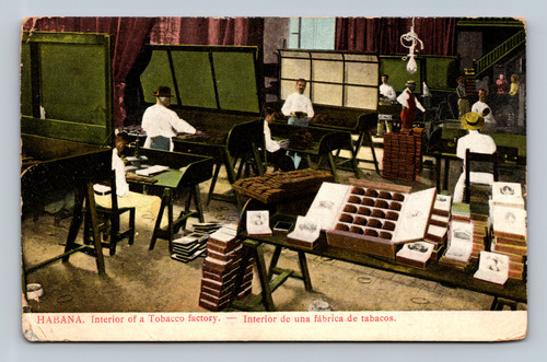 Interior of a tobacco factory in Habana, Cuba