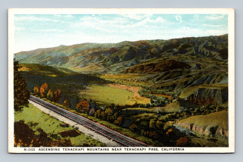 Ascending Tehachapi Mountains near Tehachapi Pass California postcard