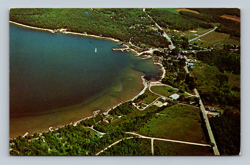 Aerial view of Ellison Bay Door County Wisconsin vintage postcard