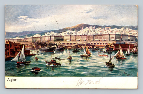 Cerbero in Algier street scene postcard from Algiers, Morocco