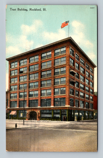 Trust Building Rockford Illinois vintage postcard 1945