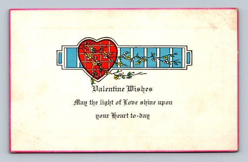 Valentine Wishes postcard with love message made in U.S.A.