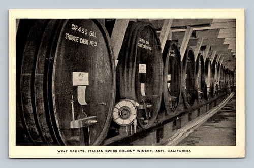 Storage cask in wine vaults at Italian Swiss Colony Winery in Asti California