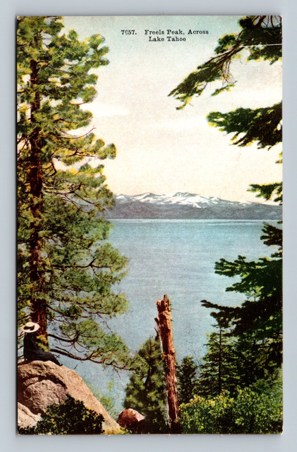 Freels Peak across Lake Tahoe vintage postcard