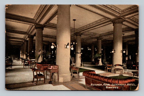 Rotunda at Royal Alexandra Hotel Winnipeg Canada 1909 postcard