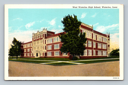West Waterloo High School building in Waterloo Iowa postcard