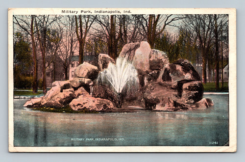 Military Park in Indianapolis Indiana historic city park scene postcard