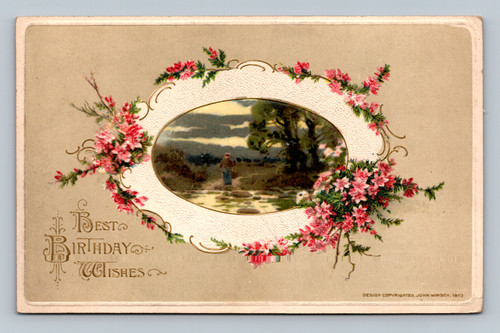 Birthday greeting card design copyrighted by John Winsch 1913
