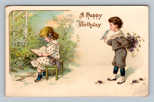 Birthday greeting postcard from Belvidere Illinois with U.S. postage stamp
