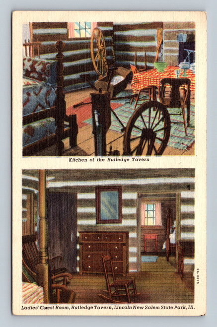 Kitchen of the Rutledge Tavern Ladies' Guest Room Lincoln Illinois postcard