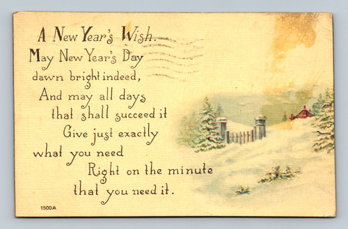New Year's greeting message postcard postmarked 1918 Balvidare Illinois