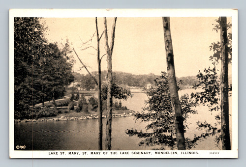 Lake St. Mary at St. Mary of the Lake Seminary Mundelein Illinois postcard